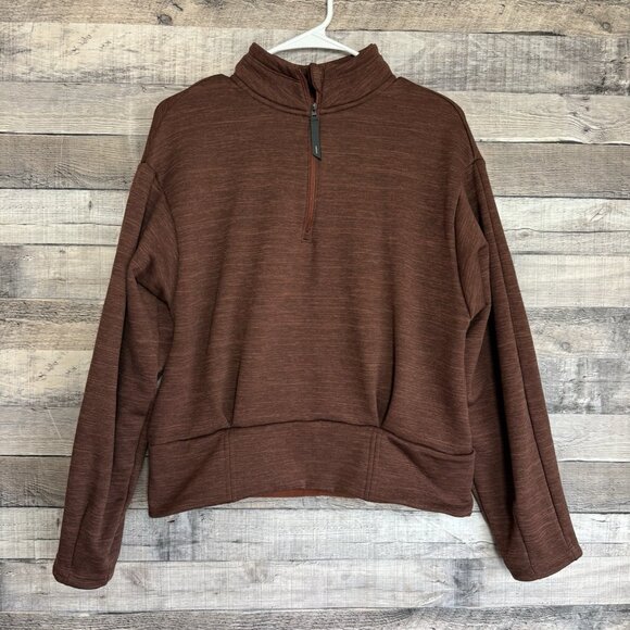 Athleta Altitude Polartec Women’s Half Zip Sweatshirt Brown Size Small - Picture 1 of 12